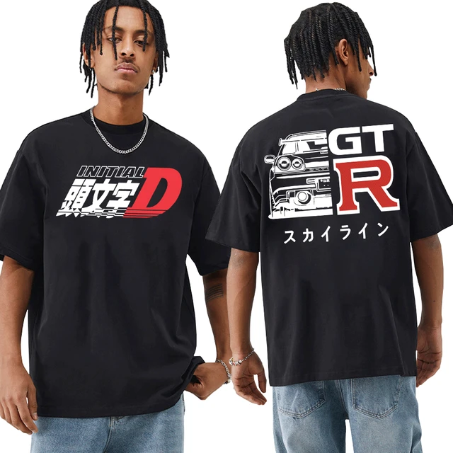 materiale oversvømmelse krone Anime Drift AE86 Initial D Graphic T-shirt Summer O-Neck Short Sleeves T  Shirt R34 Skyline GTR JDM Manga Cartoon T Shirts Men's - AliExpress