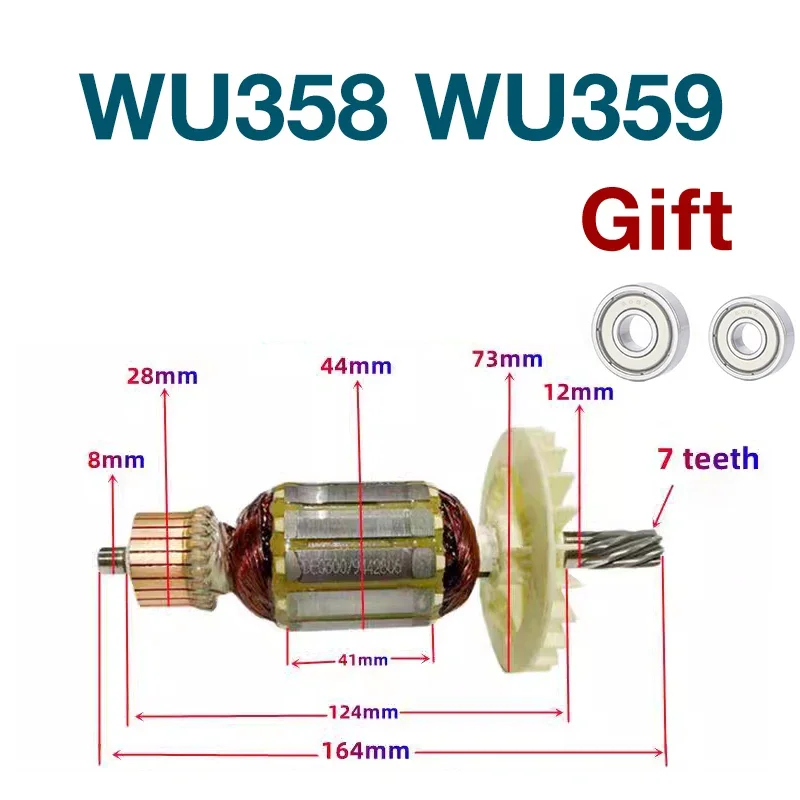 

Rotor Stator for Worx WU358 WU359 Pickaxe 7teeth Rotor Armature Anchor Stator Coil Replacement Parts