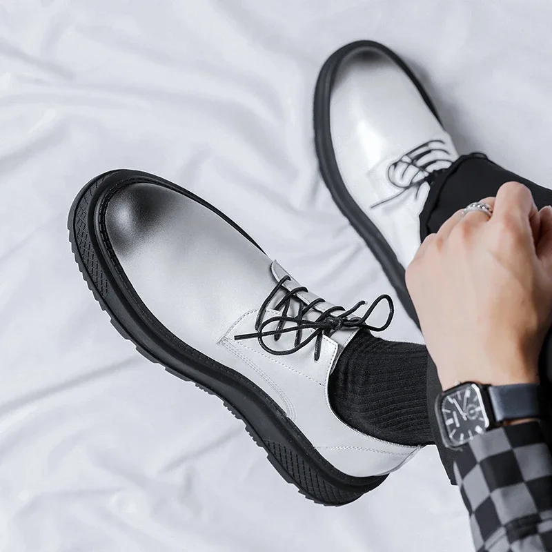 

Spring Business Platform Leather Shoes Casual Shoes Classic Thick Bottom Waterproof Oxfords Shoes Thick Sole Formal Party Shoes