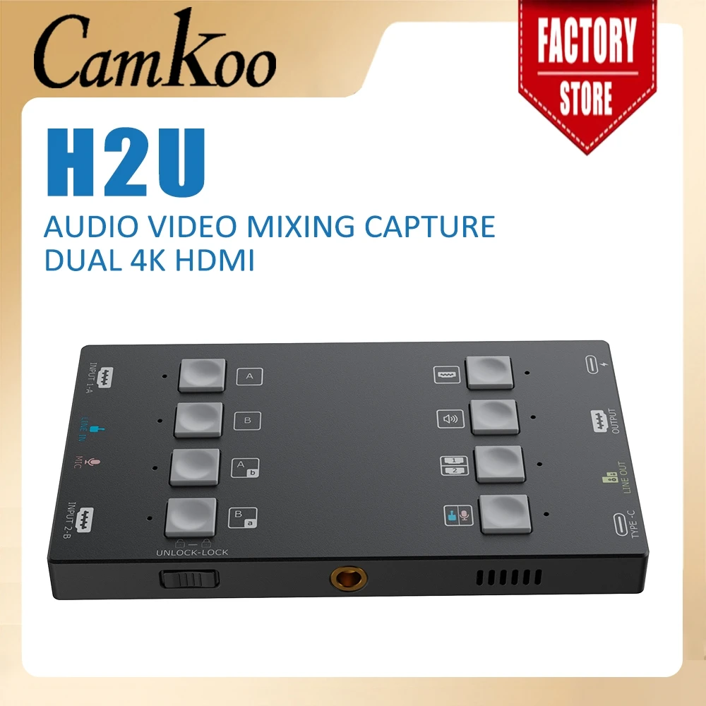 CAMKOO 오디오 비디오 믹싱 캡처 H2U, 라이브 스트리밍 비디오 레코더 게임 콘솔에 적합, 듀얼 4K HDMI 호환