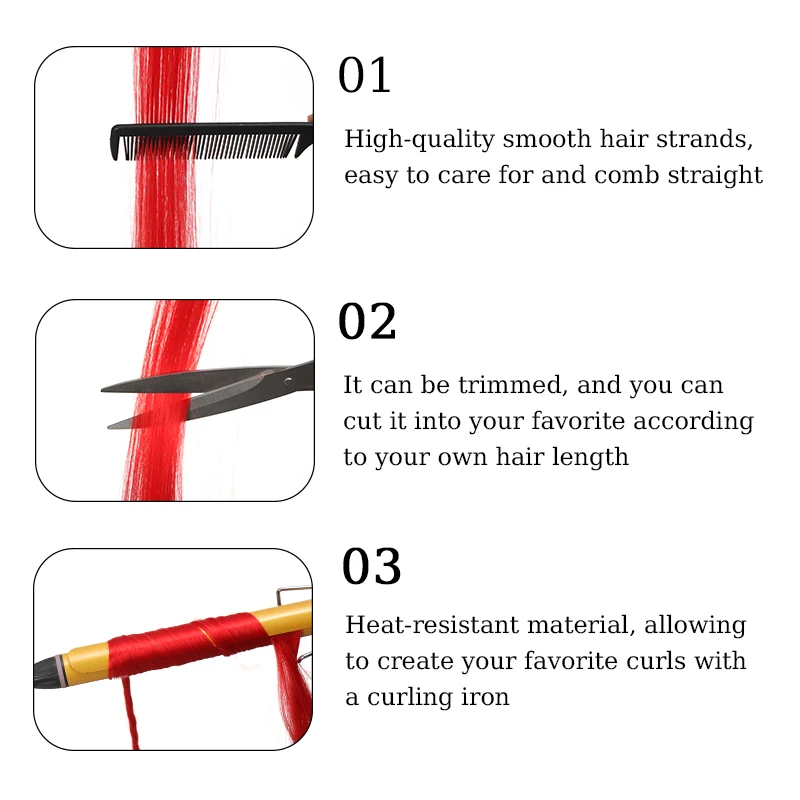 22inch 5PCS Synthetic Purple Clip in Hair Extensions Straight Colorful Hair Extensions Hairpieces for Halloween Christmas Party