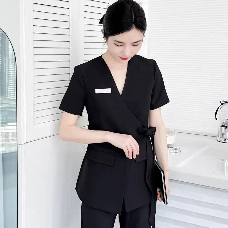 

Sales Manager Professional Female Spring SPA Uniforms Medical Beautician Hotel Front Desk Consultant Shop Staffs Overalls Sales