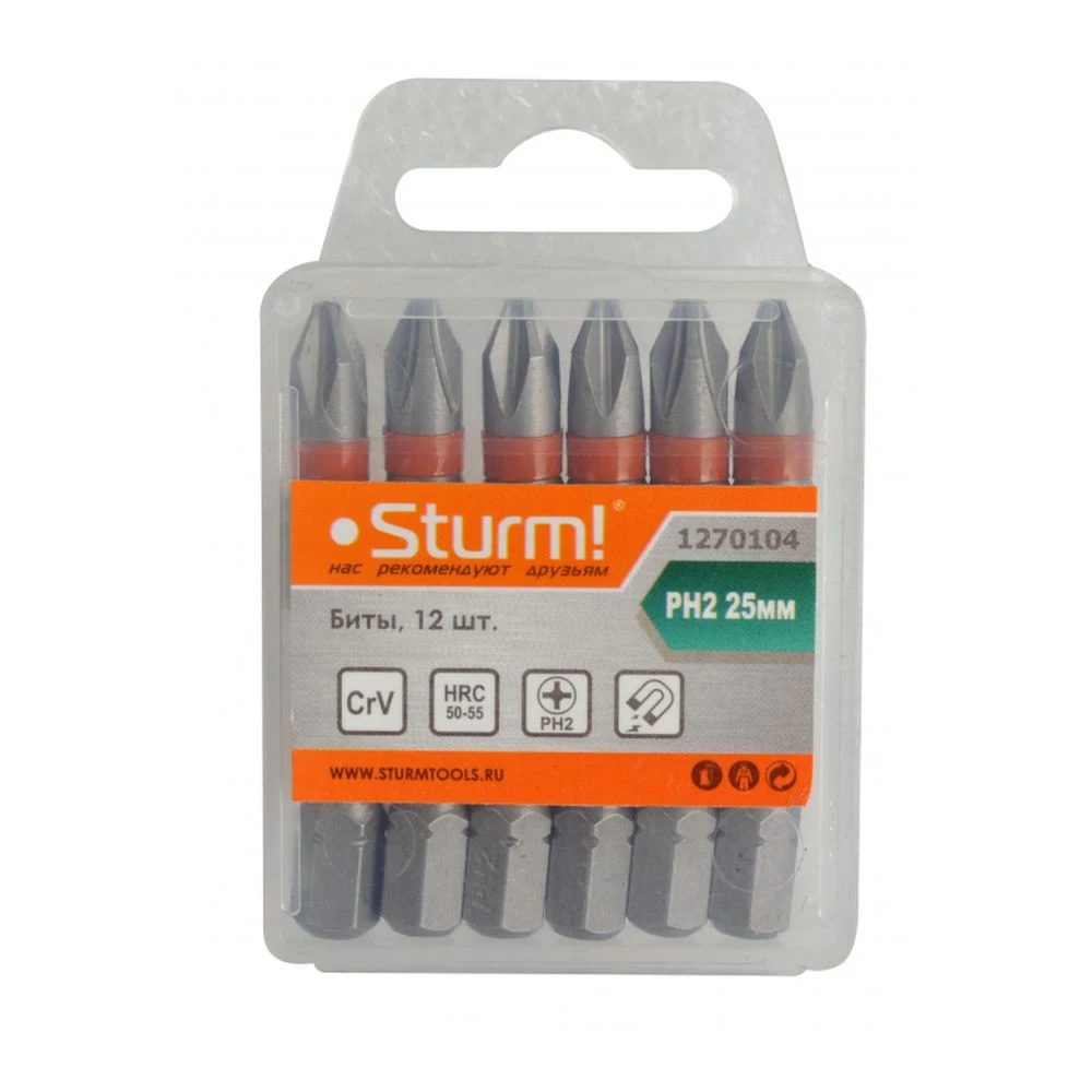 Набор бит sturm. Биты sturm 1270103. crv 12 бита. бита ph2, 25мм. набор бит и насадок штурм.