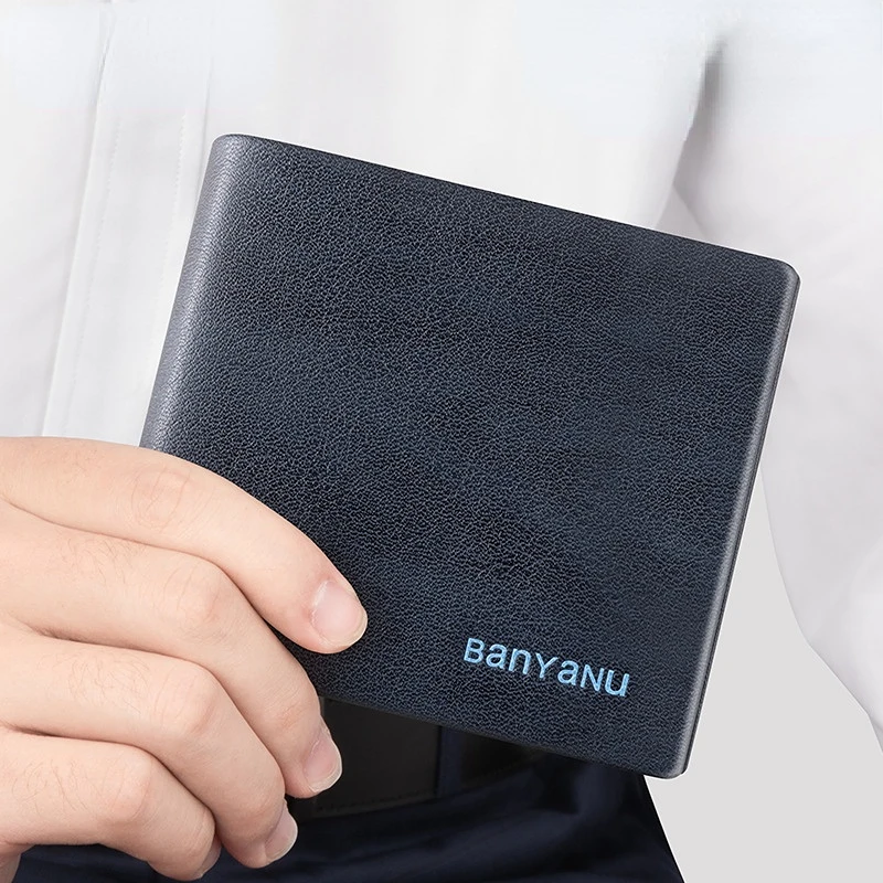 Men's wallet New anti-theft card swiping multi-functional business casual leather short wallet Men's driver's license wallet