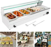 6 Pan x 1/3 GN Food Grade Stainelss Steel Commercial Food Steam Table 6-Inch Deep 1200W Electric Countertop Food Warmer 19 Quart 1