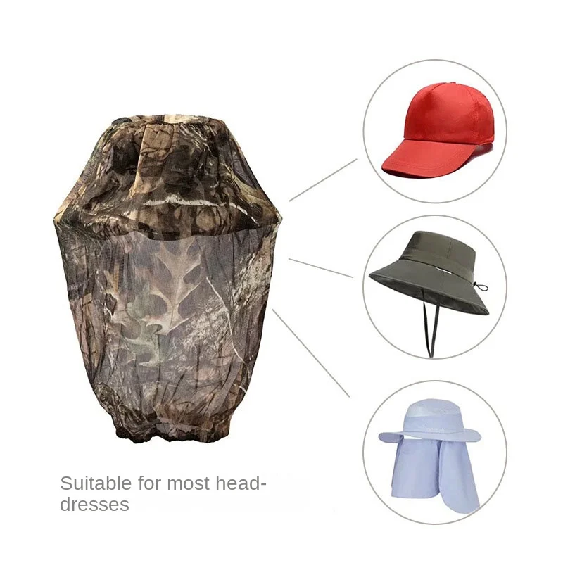 Hunting Accessories Outdoor biomimetic camouflage hunting mesh mask mosquito proof and breathable bird watching head cover jungle hat