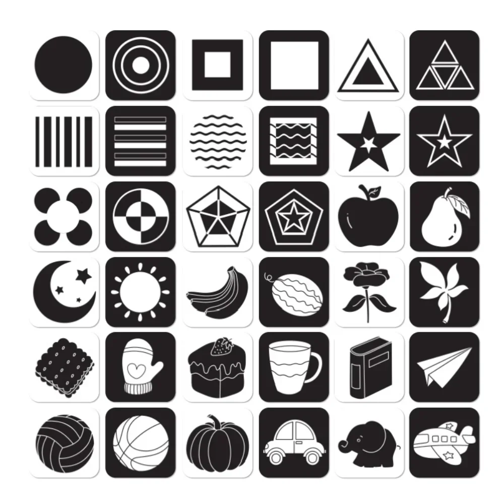 Baby Montessori Visual Stimulation Card Toy Black and White Cards High Contrast Visual Stimulation Shape Card Cognitive Toys 2