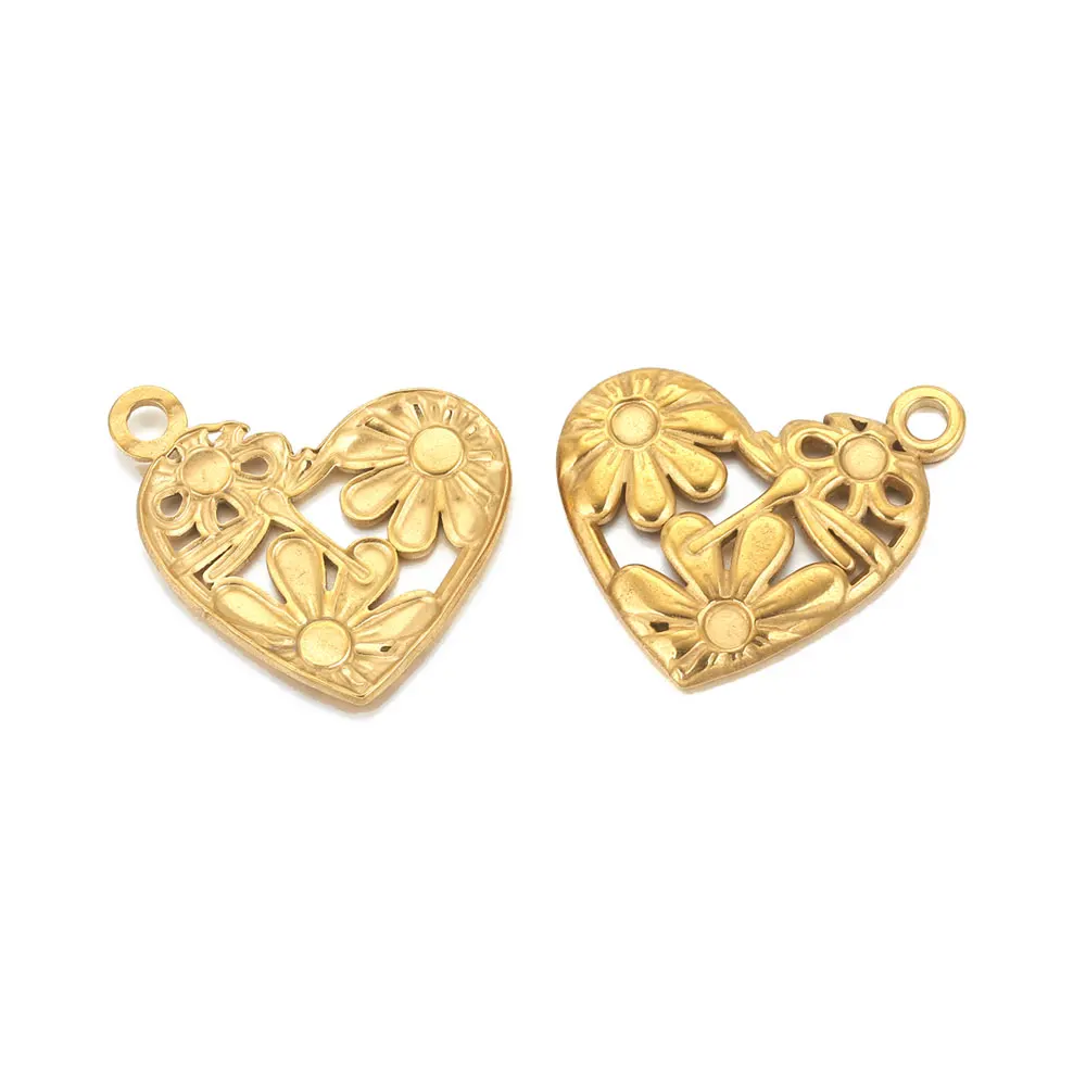 5 stücke 316l Edelstahl Herz Charms für Schmuck machen Prägung Anhänger DIY Anschlüsse baumeln Ohrring Halskette finden – Detail 6