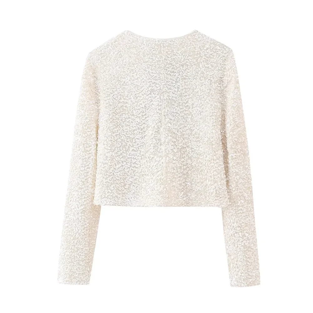 Winter New Women's Fashion, Casual, Sweet and Versatile Bow Tie with Sequin Top