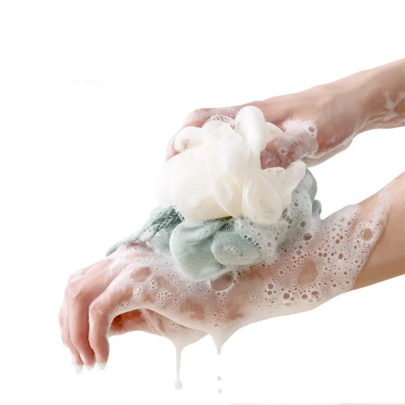 Large Size Bath Balls Rich Bubbles Body Flower Bath Sponge Shower Brush Body Wash Scrubber Mesh Soft Brush Bathroom Washing Tool