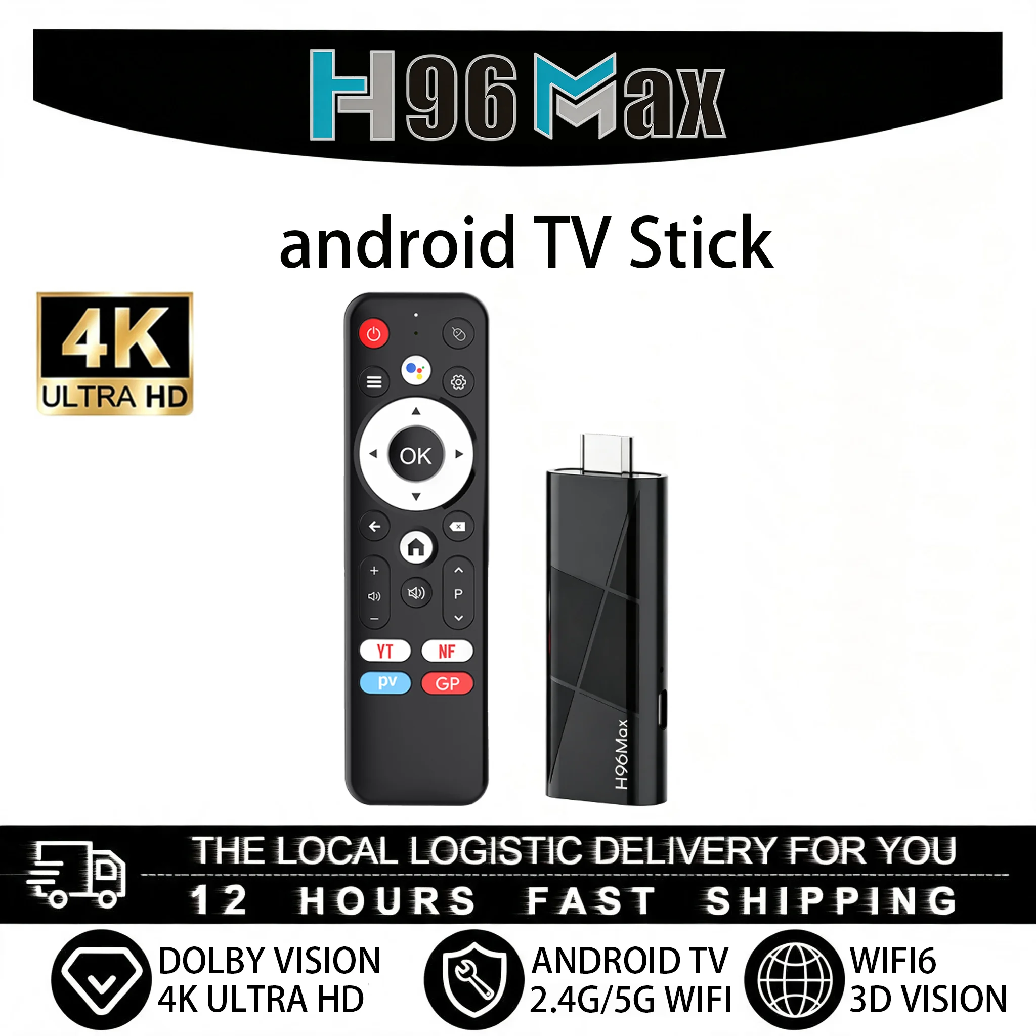 Nouveau H96 MAX RK3518 Android 14 TV Stick 4K Ultra HD WiFi Bluetooth Appareil de streaming portable pour home cinéma 1