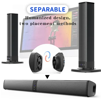 Wireless Bluetooth TV Sound Bar 2 Speaker System Home Theater Subwoofer Soundbar Portable Loud Rechargeable 2 IN1 Speaker 2