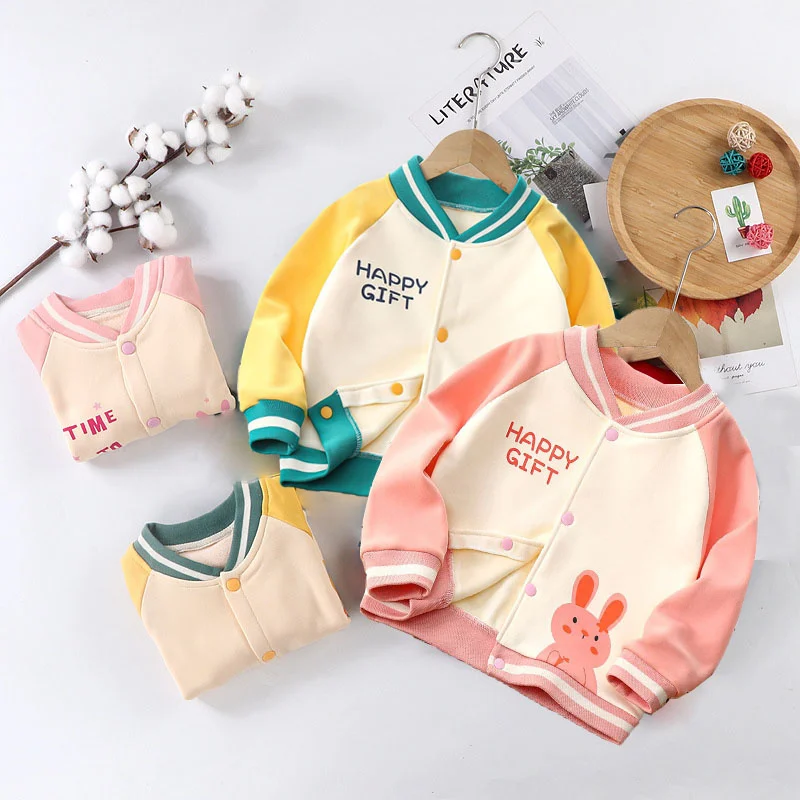 Children Padded Baseball Jacket Spring Autumn Outerwear Boys Girls Cartoon Fashion Coat Baby Casual Top Clothing