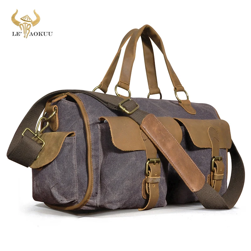 

Canvas + Real Bull Leather Business Briefcase Bag Design Travel 14" Laptop Attache Case Tote Portfolio Bag For Men Male 1097