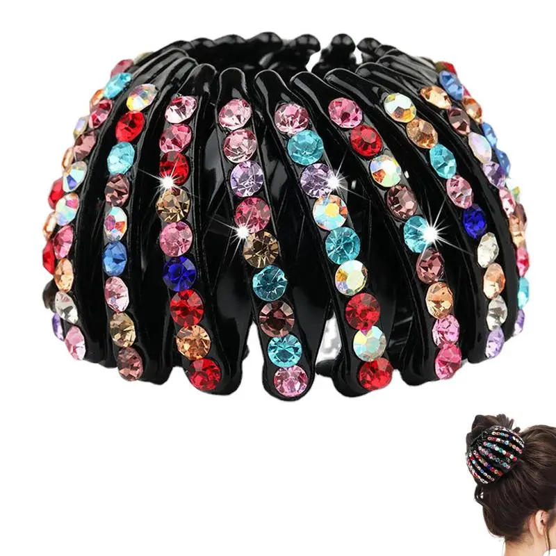 Ponytail Holder Rhinestone Bird Nest Expandable Birds Nest Shaped Hair Clips Ponytail Holder Hair Accessory Expandable bird swing perch for birds chewing toy