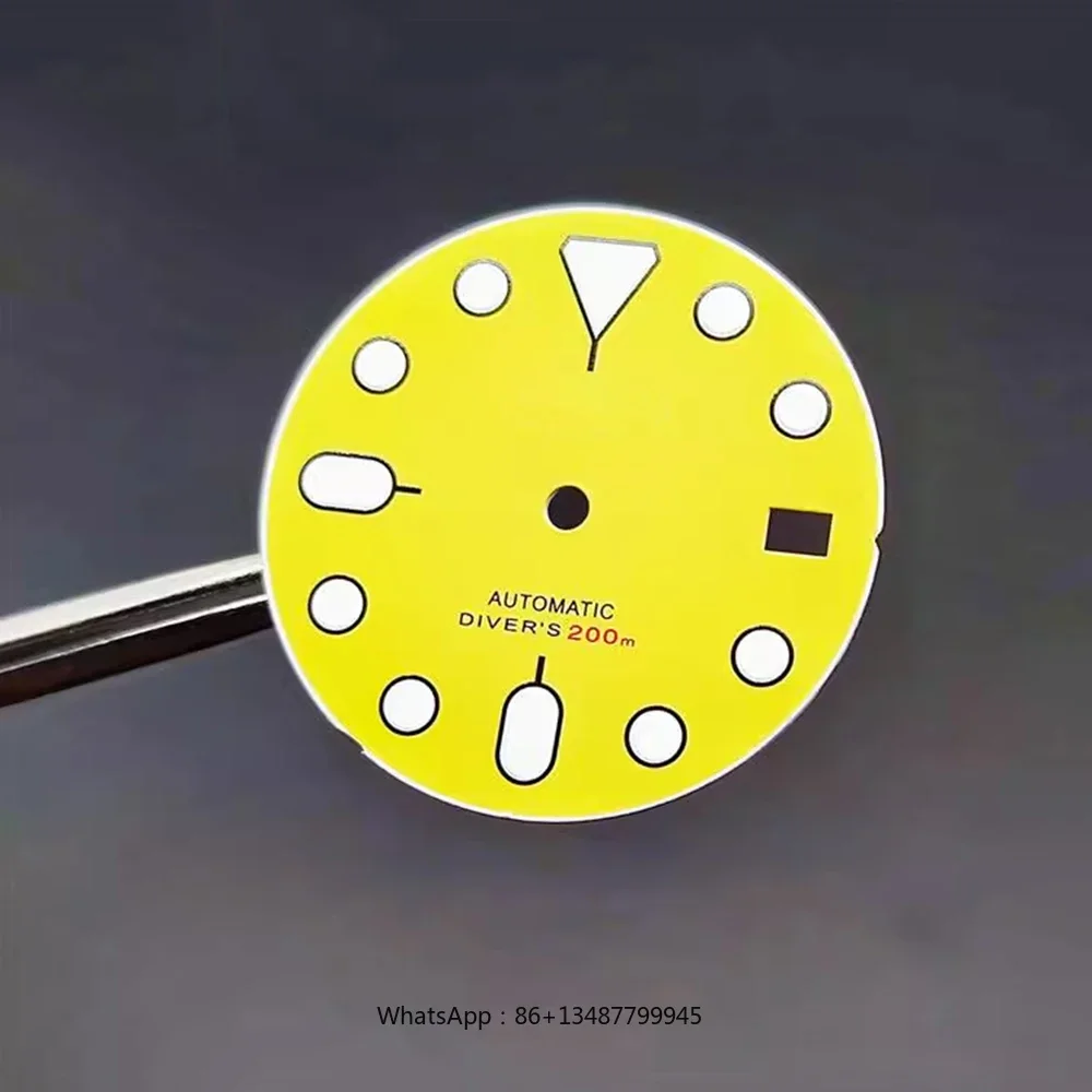 녹색 발광 싱글 및 더블 캘린더 시계 다이얼, NH35 NH36 무브먼트 NH35 다이얼 수정 부품, 28.5mm, 신제품