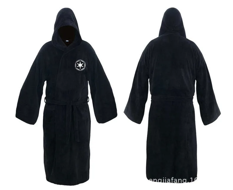 Male Flannel Robe Male With Hooded Thick Star Dressing Gown Jedi Empire Men's Bathrobe Winter Long Robe Mens Bath Robes Homewear
