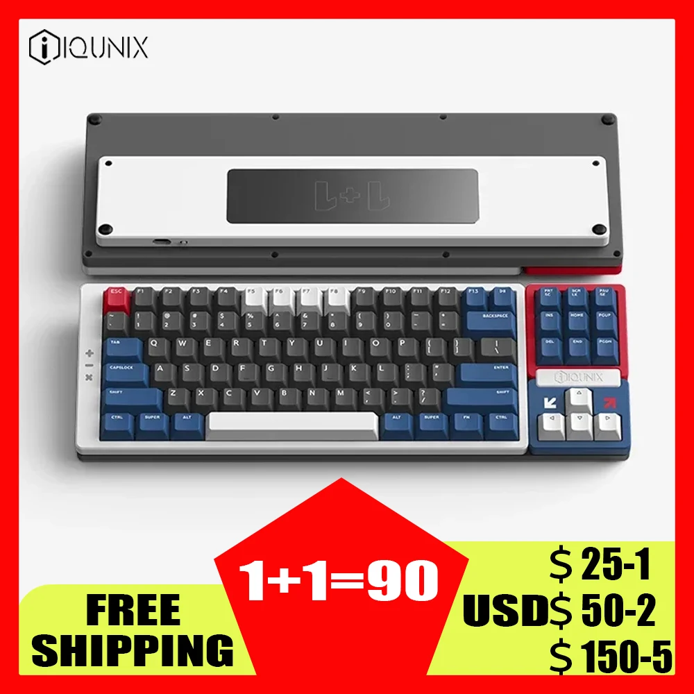 

Супер механическая клавиатура IQUNIX 1 + 1 = 90 из алюминиевого сплава, металлические аксессуары для ПК, аксессуары для электронных видов спорта, подарки для геймеров