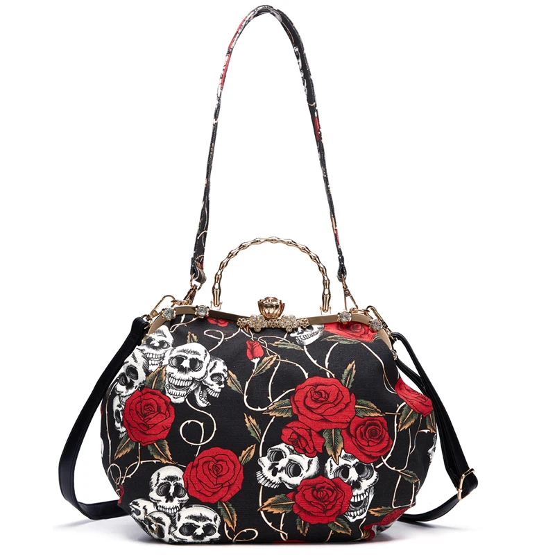 WR New  2022 Designer Bags for Women Canvas  Bag Skull Printed Crossbody Handbags Large Capacity Tote Bag Quality Messenger