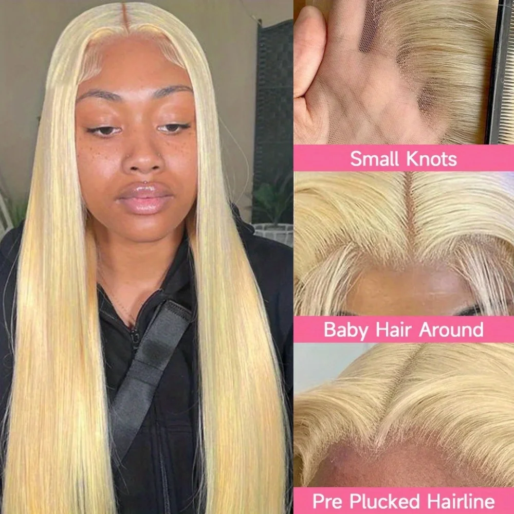 220% Density 613 Blonde Lace Front Wigs Straight Human Hair 13x6 13x4 Hd Lace Frontal Wig Pre Plucked Brazilian For Women 2