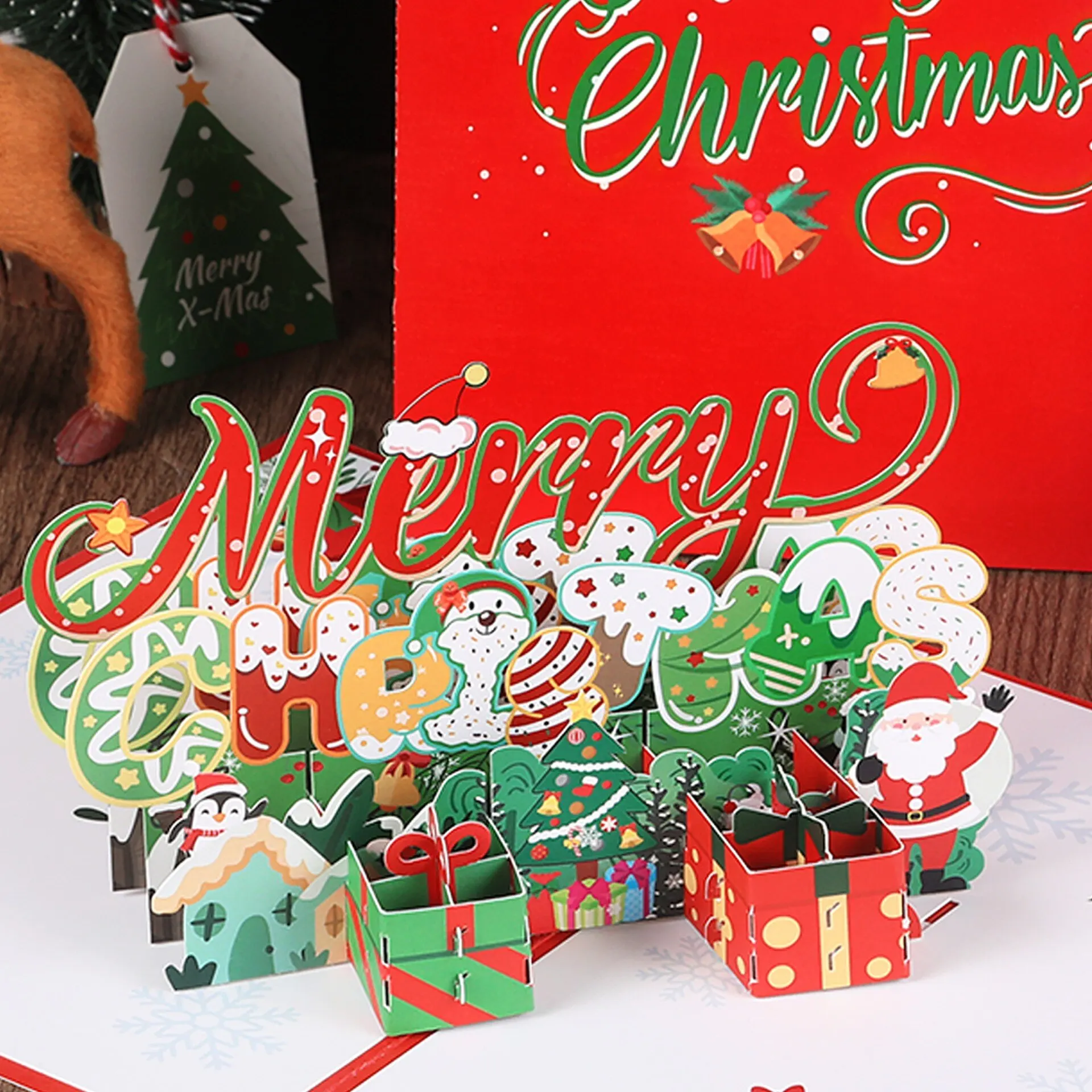 Christmas Tree 3D Pop-Up Card Christmas Sparkling Fantasy Greeting Card Tree Blessing Gift Message