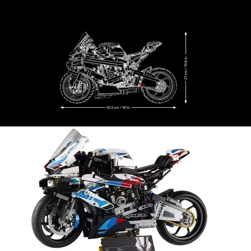 New 1920PCS Technical Super Speed Motorcycle MOC Building Block Compatible Motorbike Model Educational Vehicle Bricks Toy Gift
