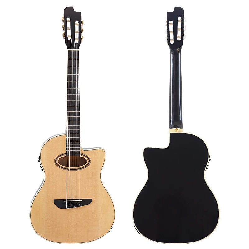 Classical Guitar 6 String Classical Guitar 39 Inch Electric High Gloss Natural Color With Pickup