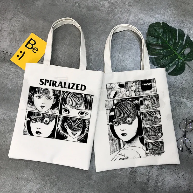

Tomie Junji Ito Suehiro Maruo Horror Japan Anime Canvas Simple Print Shopping Bags Girls Fashion Life Casual Pacakge Hand Bag