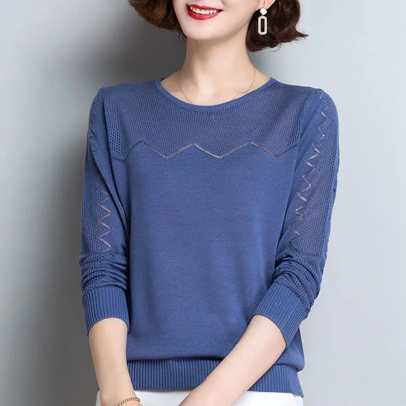 Spring Summer Light Wooden Earring Neck Hollow out Long Sleeve