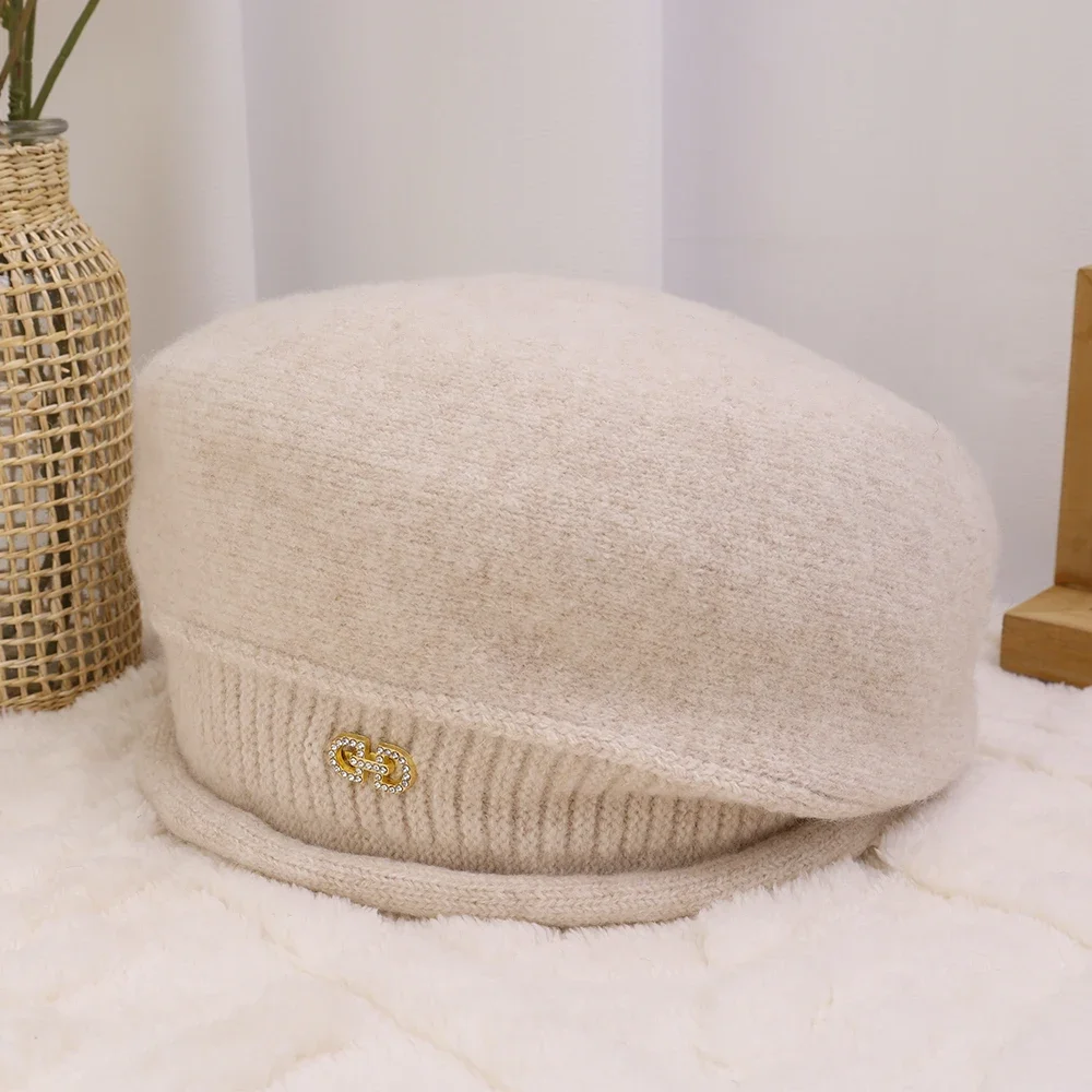 Women's Beret Hat Elegant Autumn Winter Warm Painter Style_voghion.com