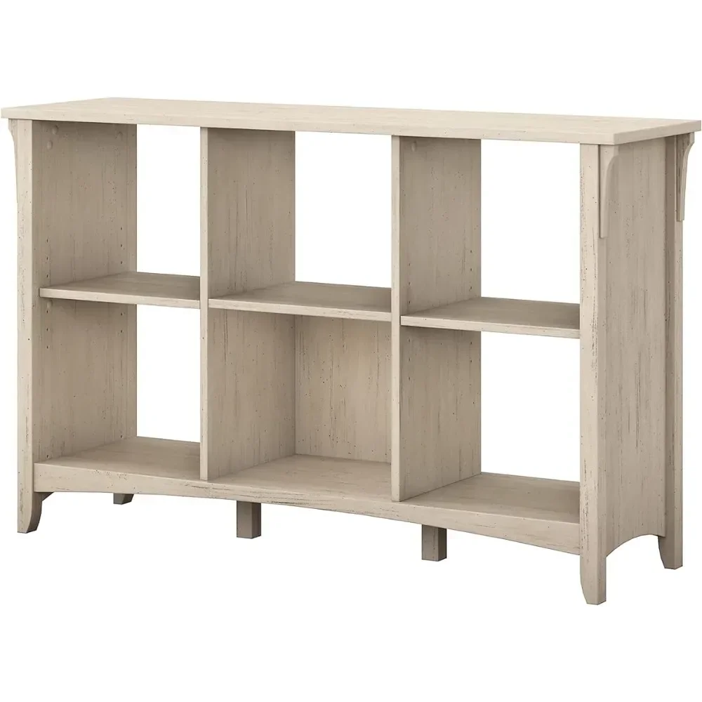 

6 Cube Shelf and Bookcase Display Cabinet in Antique White Modern Farmhouse Bookshelf for Library Room Freight free