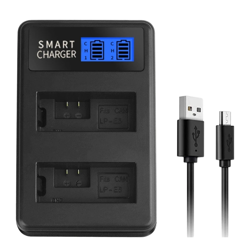 

LP-E5 LPE5 Dual LCD USB Battery for Canon T1i,