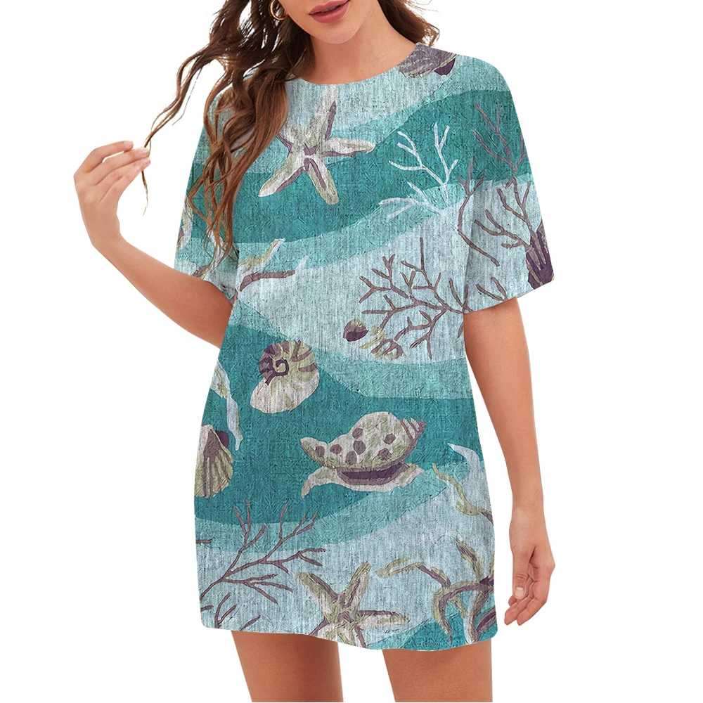

CLOOCL Fashion Women T-shirt Underwater World Pattern 3D Printed Loose Crew Neck Short Sleeve Tee Casual Oversized Tops