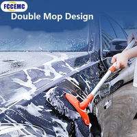 Double Brush Head Rotating Car Wash Mop Three-Section Telescopic Mop Roof Window Cleaning Maintenance Auto Supplies Accessories 1
