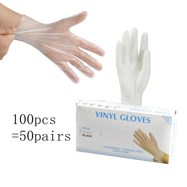 Gloves 100pcs with box 200pcs Oil-proof PVC PE TPE Latex Gloves Work Gloves Household Cleaning tool Kitchen Convenience
