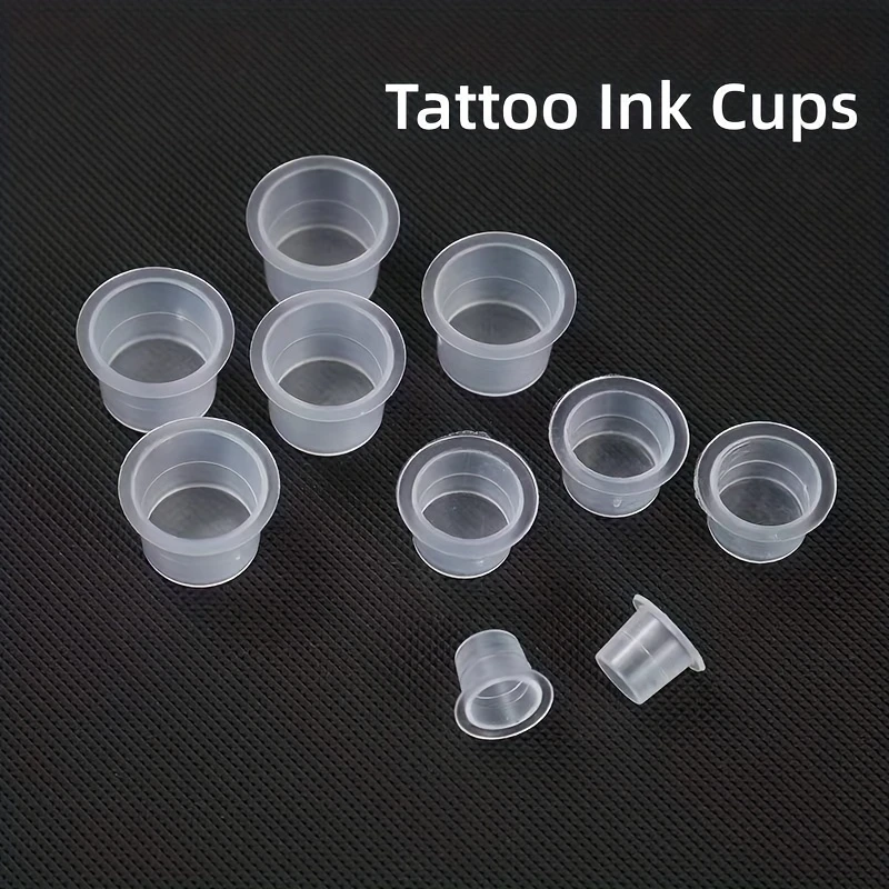 JC 100pcs Disposable Tattoo Ink Cups Plastic Pigment Clear Holder Container Caps Tattoo Permanent Makeup Microblading Supply 6