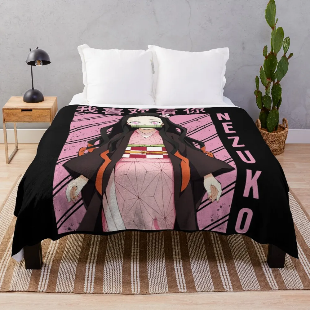

demon slayer nezuko Throw Blanket extra large blanket luxury blanket Knitted blanket