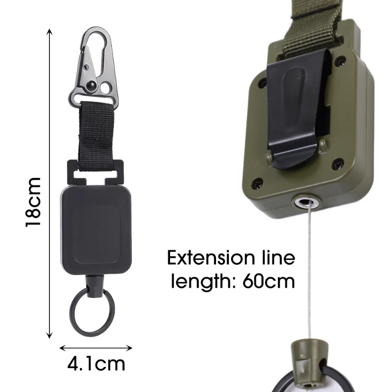 Outdoor Retractable Badge Reels 60cm Steel Wire Badge Reels Multi-purpose Tactical Backpack Hook Outdoor Fishing Climbing Tools outdoor badge reels