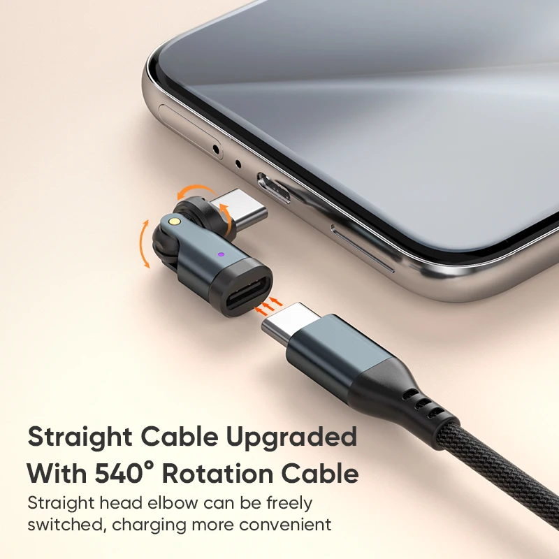 OTG Adapter AUFU PD240W USB C to Type C 540 Rotation Type-C Male to Female for Macbook Xiaomi Samsung