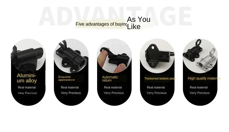 Description Picture 3 of itemXD-Aluminum Alloy Window Gate Security Pull Ring Spring Bounce Door Bolt  Automatic  Latch Lock Spring Bounce Door Bolt Latch