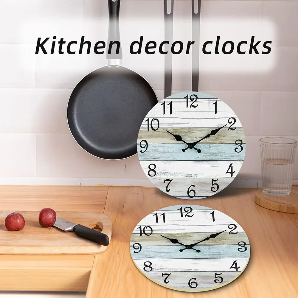 10Inch Silent Non-Ticking Wall Clocks Coastal Country Style Living Room Kitchen Bathroom Bedroom Laundry Room