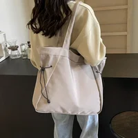 Casual Fashion Large Capacity Tote Bag – Simple Drawstring Shoulder Handbag for Women, Stylish Travel & Everyday Aesthetic Tote - Image 2