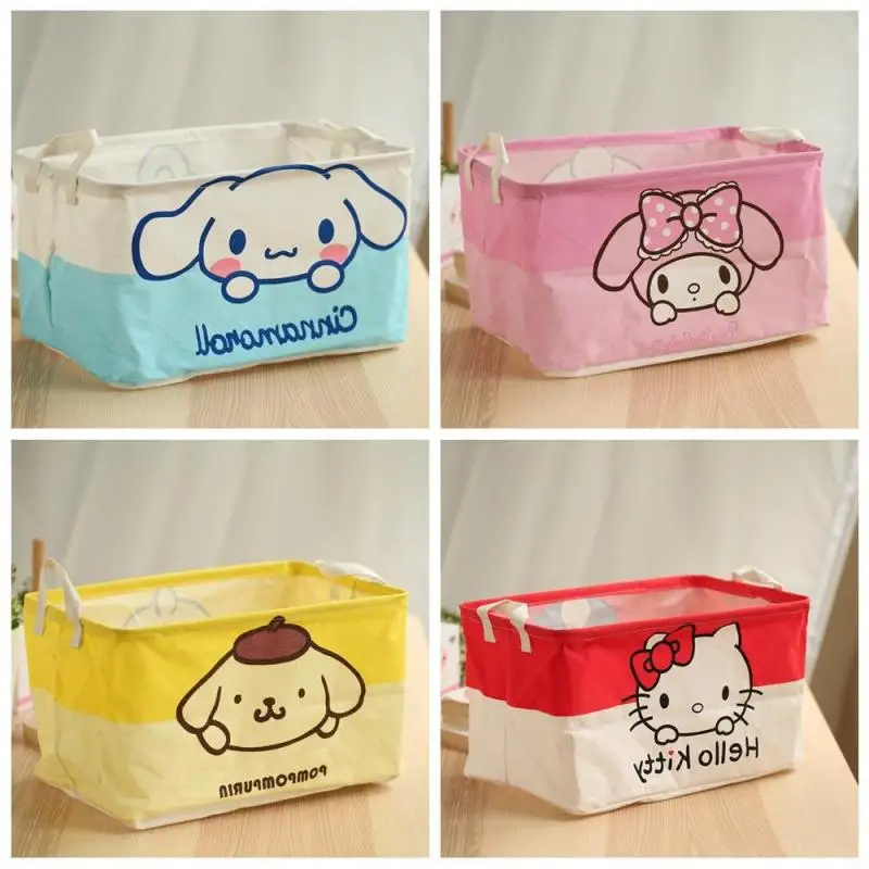 

Kawaii Sanrio складная корзина для хранения Hello Kittys My Melody Cinnamoroll для общежития, домашняя ткань, игрушка, корзина для хранения