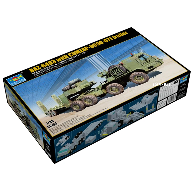 

Trumpeter 01086 1/35 Russian BAZ-6403 Towing ChMZAP-9990-071 Semi Trailer Military Toy Gift Plastic Assembly Building Model Kit