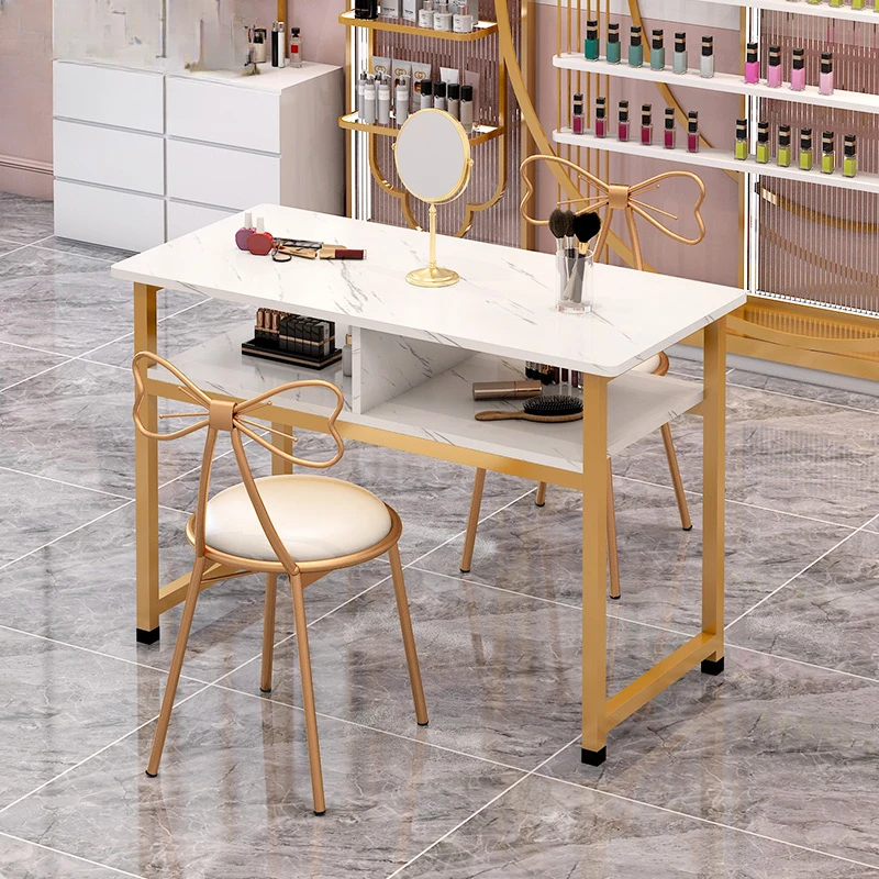 Professionals Simple Manicure Desk Nordic Metal White Minimalist Nail Tables Exquisite Golden Mesa De Manicure Furniture Hd50Zj