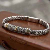 Bracelet chaîne de quille tressé pour hommes, Bracelets à maillons Vintage, tendance Hip Hop, bijoux masculins, cadeau pour petit ami 1