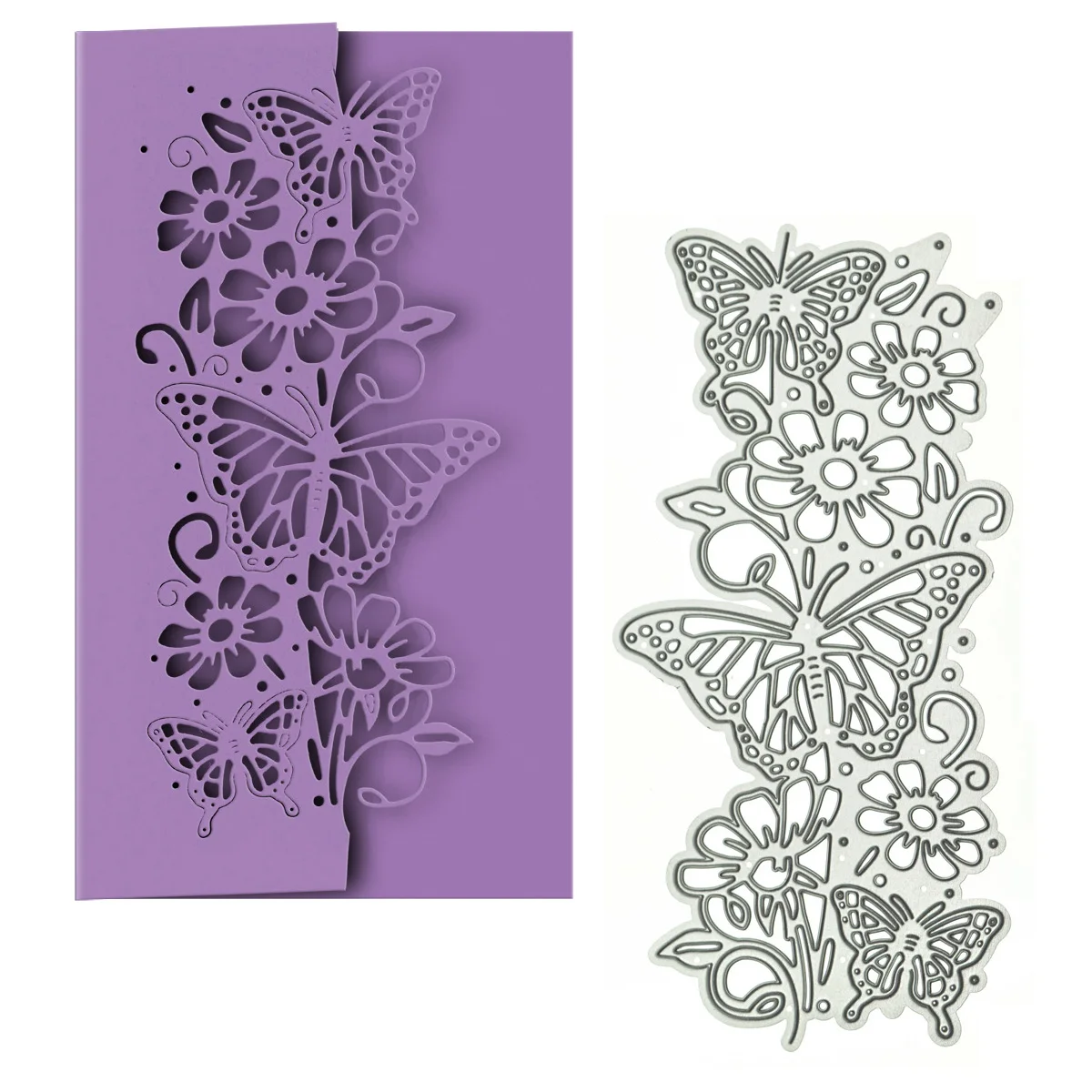 Metal Cutting Die Butterfly In Flower Shrub For Greeting Card Border ...