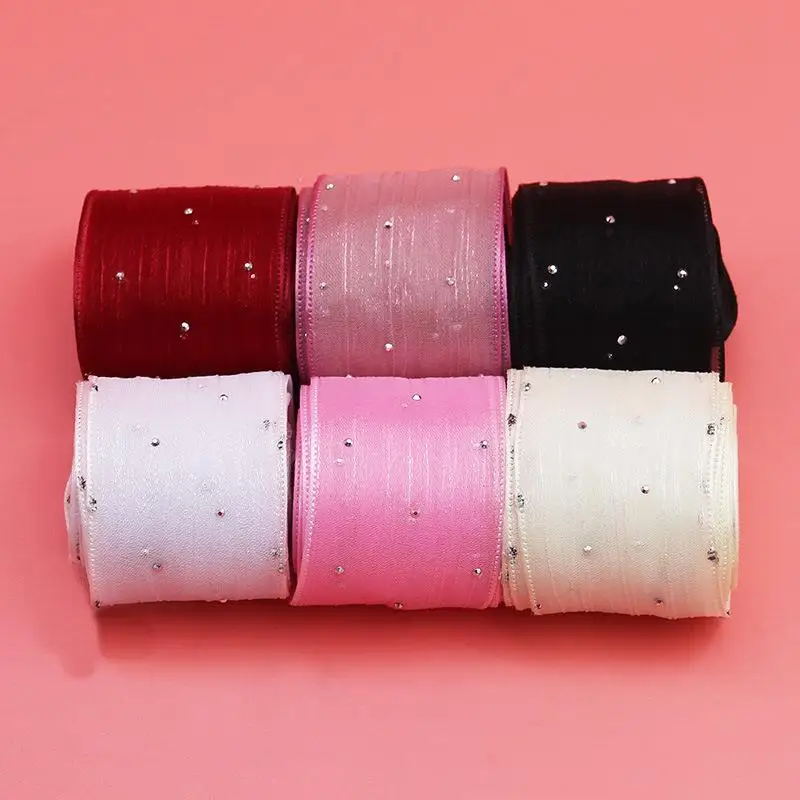 4cmx5Meter Bubble Pleated Diamond Mesh Organza Ribbon DIY Handmade Bowknot Gift Bouquets Wrapping Clothing Wreath Decor Material