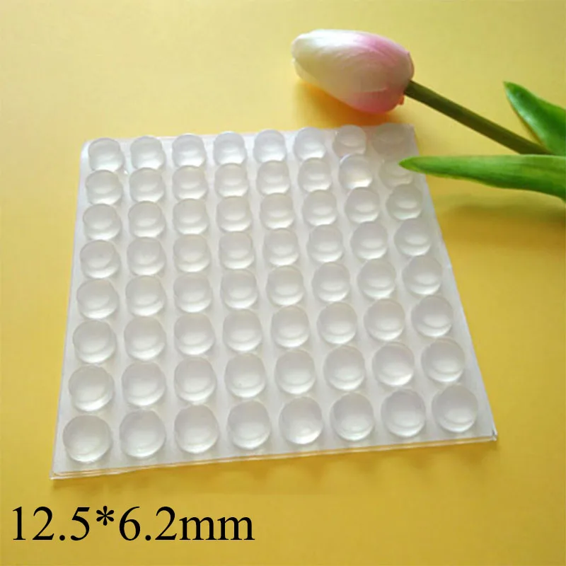 64Pcs 12.5*6.2MM SELF-ADHESIVE SILICONE RUBBER FEET PADS NON-SLIP DOOR STOPS SHOCK ABSORBER FURNITURE CORNER FEET PAD
