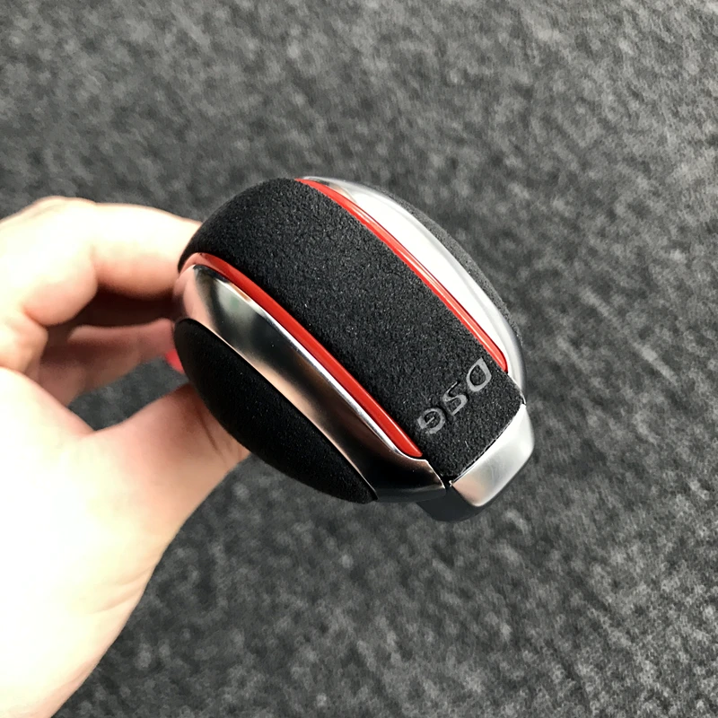 Chrome Matt With Leather Shift Knob Gear Side Cover DSG Emblem For VW